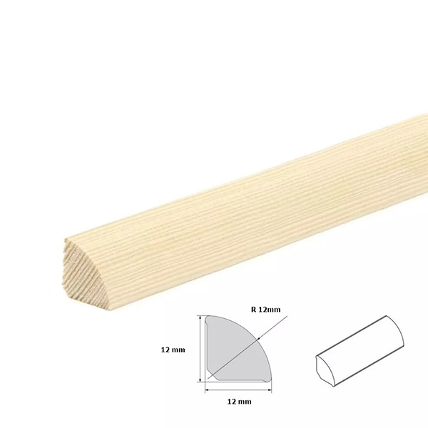 Pine Wood Decorative Moulding Floor Edging Quadrant Trim - 1 m Long