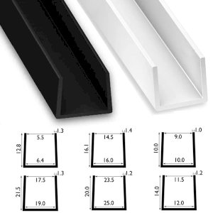 1 Metre Long U Profile PVC Square Strip