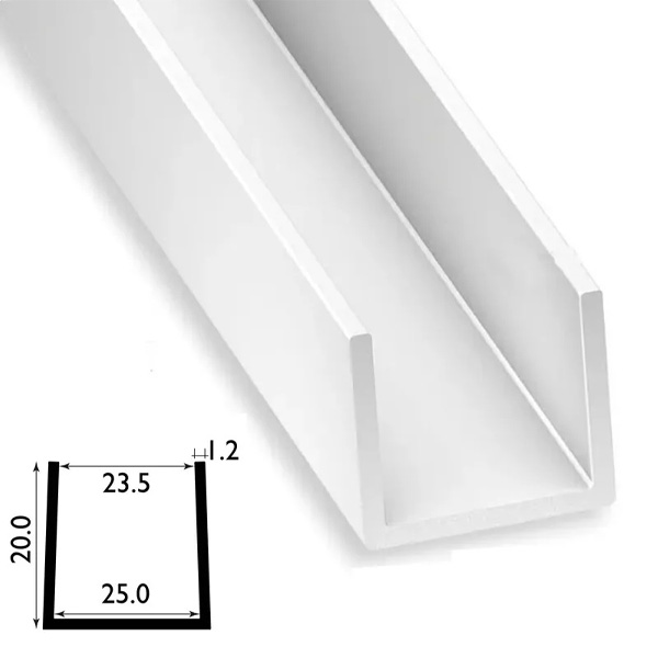 1 Metre Long U Profile PVC Square Strip