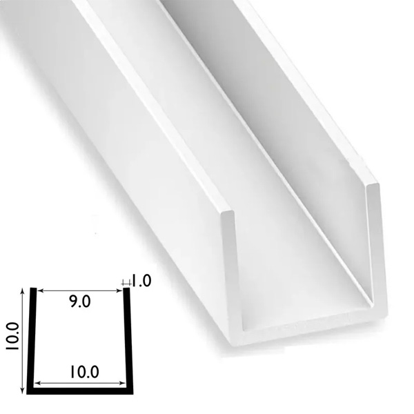 1 Metre Long U Profile PVC Square Strip