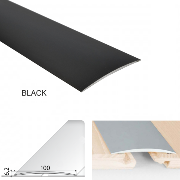 100mm Wide Aluminium Door Threshold Self Adhesive Floor Trim for wooden, laminate, vinyl, Tiled Floors