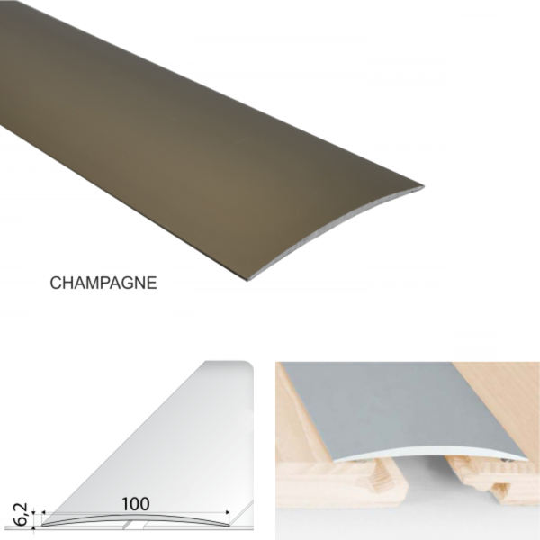 100mm Wide Aluminium Door Threshold Self Adhesive Floor Trim for wooden, laminate, vinyl, Tiled Floors