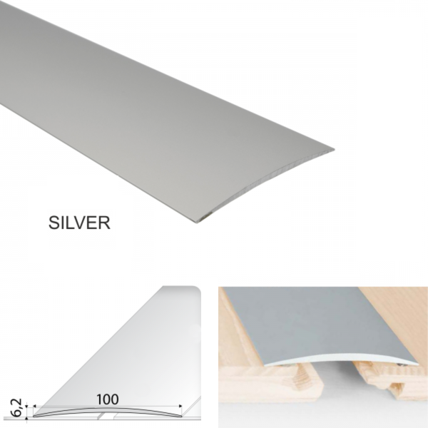 100mm Wide Aluminium Door Threshold Self Adhesive Floor Trim for wooden, laminate, vinyl, Tiled Floors