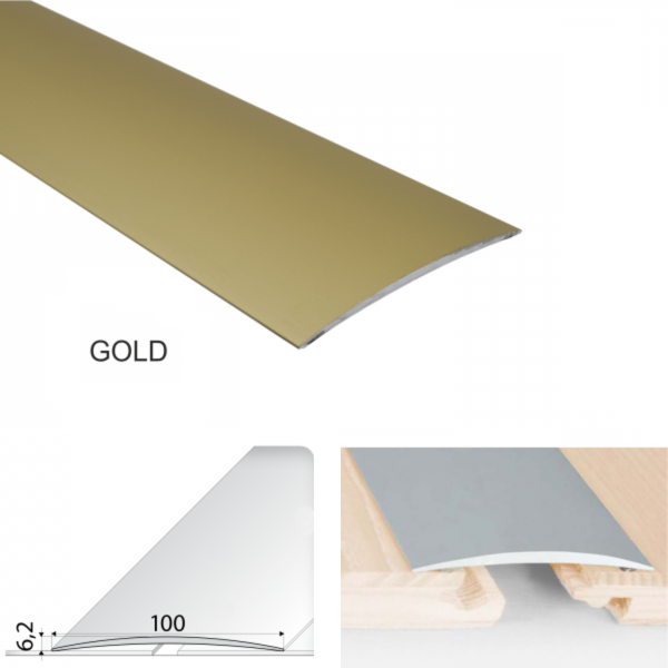 100mm Wide Aluminium Door Threshold Self Adhesive Floor Trim for wooden, laminate, vinyl, Tiled Floors