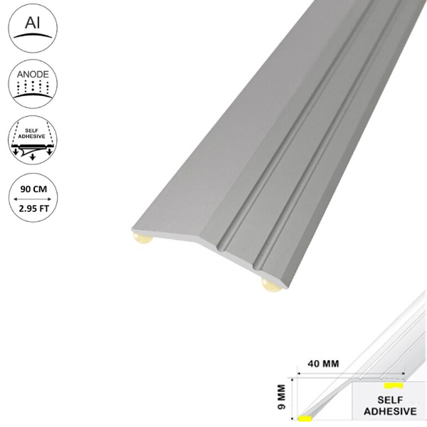 1m Anodised Aluminium Door Floor Bar Edge Trim Threshold Ramp Self Adhesive