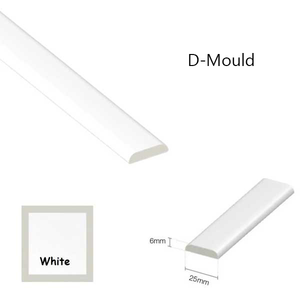 1m Long Cloaking Fillet & D Mould Plastic Trim For Window & Door Finishing Architrave 