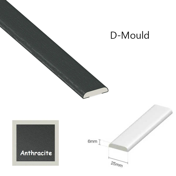 1m Long Cloaking Fillet & D Mould Plastic Trim For Window & Door Finishing Architrave 