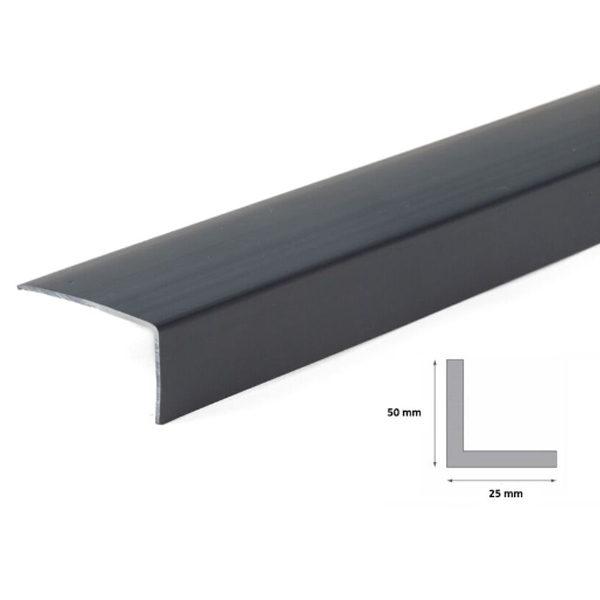 1m Unequal Anthracite Plastic Pvc Corner 90 Degree Angle Trim