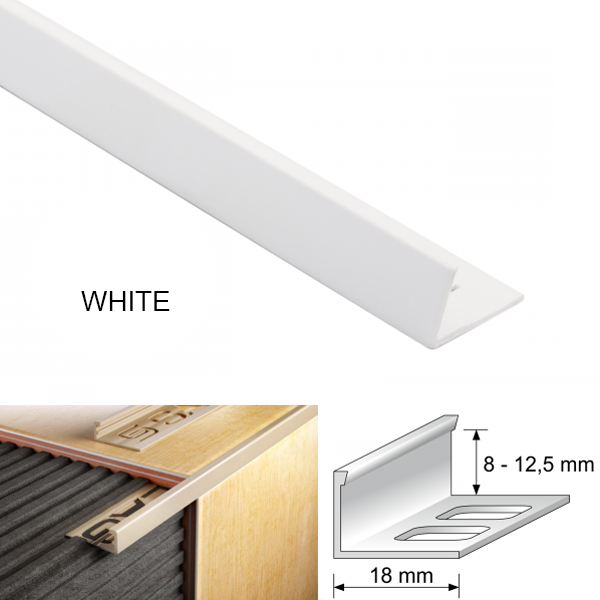 2.5m Long PVC Straight Edge L Shaped Tile Trim