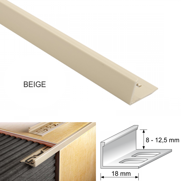 2.5m Long PVC Straight Edge L Shaped Tile Trim