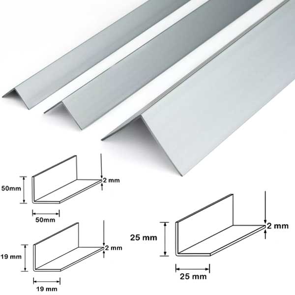 2.9m long Silver Plastic PVC Corner 90 Degree Angle Trim Pack of 5