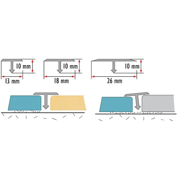 250cm Aluminium T Bar Threshold Trim Door Strip Profile