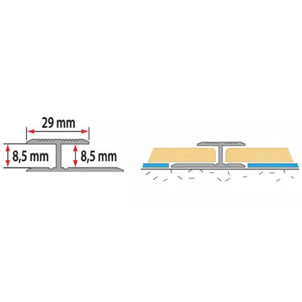 Aluminium Anodised 29mm Twin Grip Door Floor Bar Trim Laminate Connector