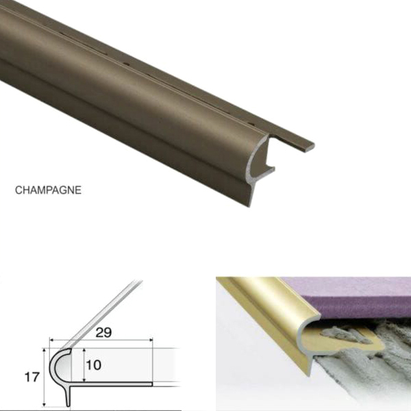 29mm x 17mm Stair Nosing Edge Trim Step Edging For Tiles For 10mm Flooring