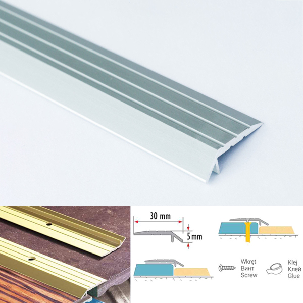 30mm Anodised Aluminium Door Floor Bar Edge Trim Threshold Ramp