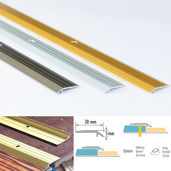 30mm Anodised Aluminium Door Floor Bar Edge Trim Threshold Ramp