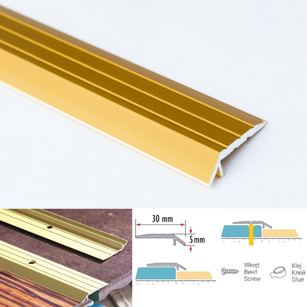 30mm Anodised Aluminium Door Floor Bar Edge Trim Threshold Ramp