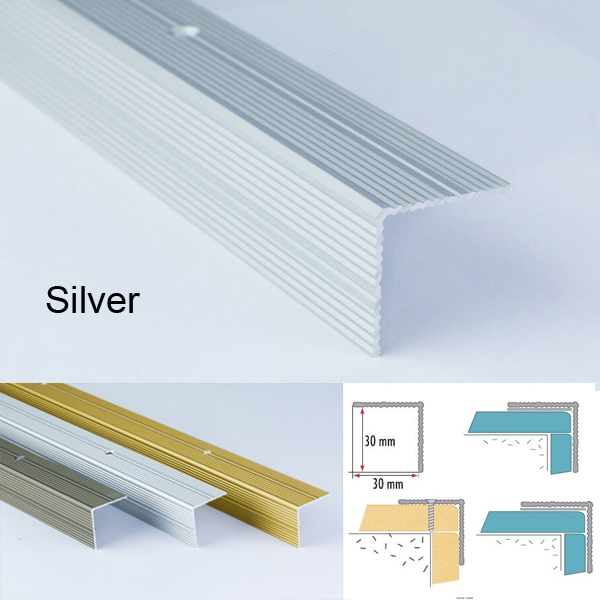 Anodised Aluminium Anti Slip Ribbed Treads Stair Nosing Edge Trim