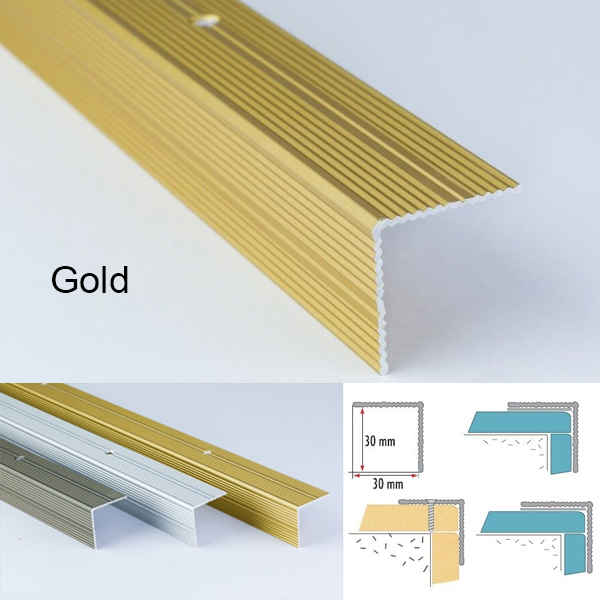 Anodised Aluminium Anti Slip Ribbed Treads Stair Nosing Edge Trim