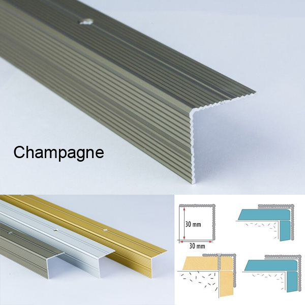 Anodised Aluminium Anti Slip Ribbed Treads Stair Nosing Edge Trim