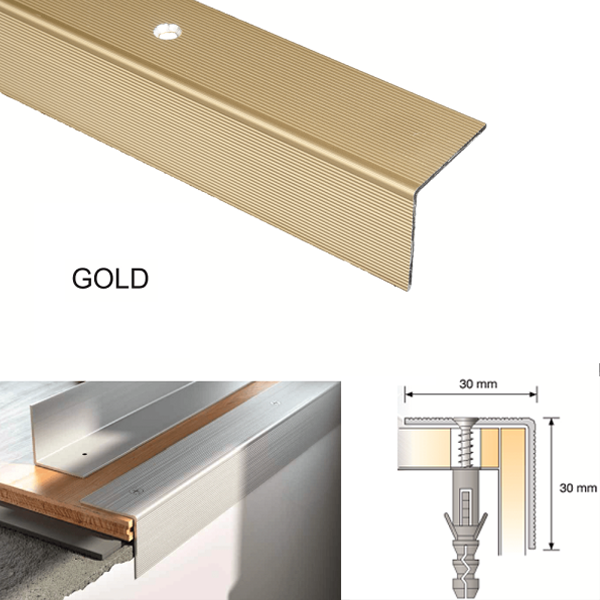 Anodised Aluminium Anti Slip Ribbed Treads Stair Nosing Edge Trim