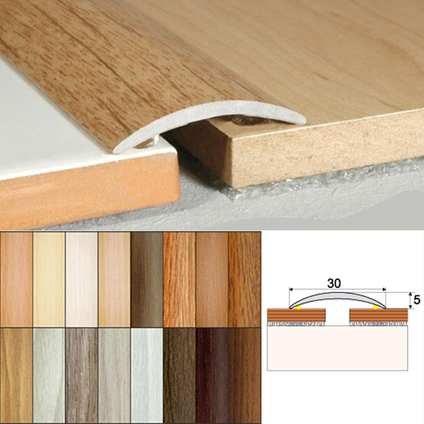 30mm Self Adhesive Aluminium Wood Effect Floor Edging Bar Strip Trim Threshold 