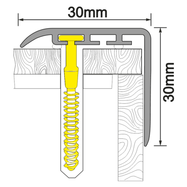 30mm x 30mm UPVC Stair Nosing for Stair Treads Wooden Finish