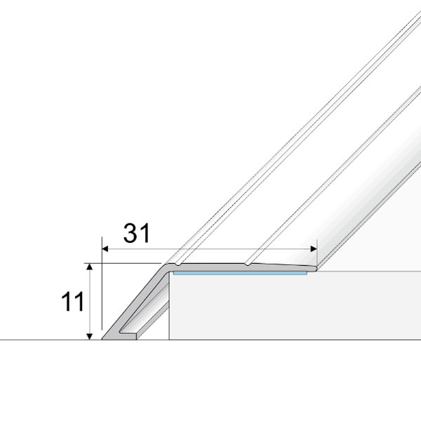 31mm Wide Aluminium Wood Effect door Threshold Ramp Self Adhesive