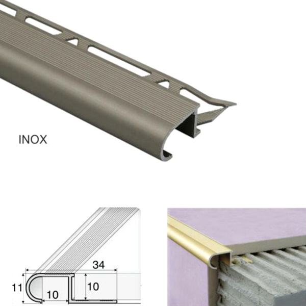 34mm x 11mm Stair Nosing Edge Trim Step Edging For 10mm Tiles