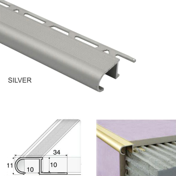 34mm x 11mm Stair Nosing Edge Trim Step Edging For 10mm Tiles