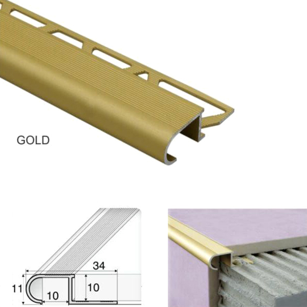 34mm x 11mm Stair Nosing Edge Trim Step Edging For 10mm Tiles