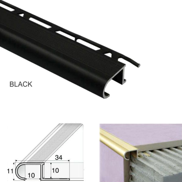 34mm x 11mm Stair Nosing Edge Trim Step Edging For 10mm Tiles