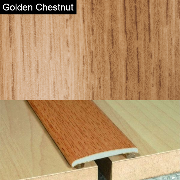 35mm Wide Flat Aluminium Wood Effect Door Threasholds Self Adhesive