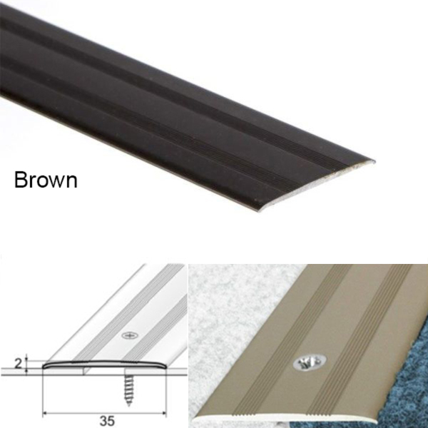 35mm Wide Flat Aluminum Door Threshold For Carpet Floor Screwfix