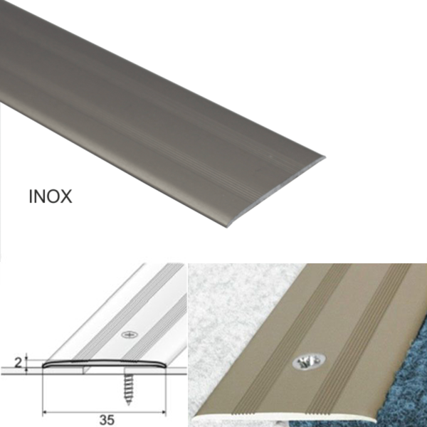 35mm Wide Flat Aluminum Door Threshold For Carpet Floor Screwfix