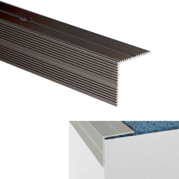 35mm x35mm Ribbed Stairs Nosing For Wooden Stair Treads Screw Fix Non Slip