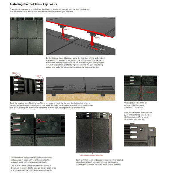 Envirotile Plastic Slate Synthetic Roof Shingles - 365mm Long