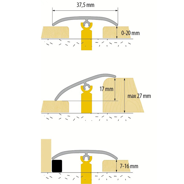 37mm Aluminium Door Bars Threshold Strip Transition Trim Carpet Profile Cover