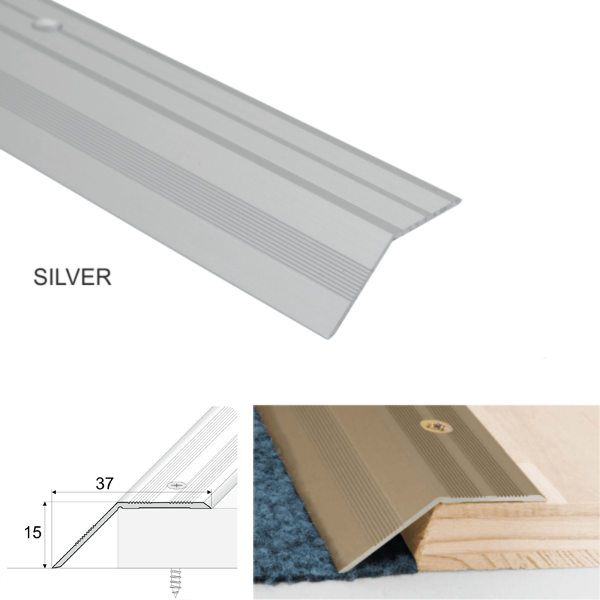 37mm Wide Non Slip Aluminium Door Floor Trim Carpet Thresholds Ramp