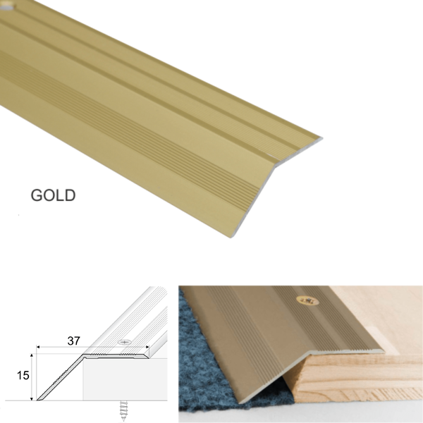 37mm Wide Non Slip Aluminium Door Floor Trim Carpet Thresholds Ramp