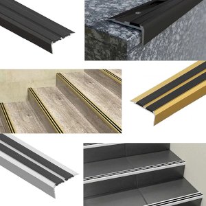 Aluminium Anti Slip Rubber Step Stair Nose Edging Strip for Wood Carpet - 0.9m Long