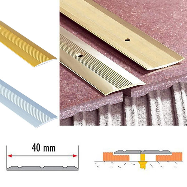 38mm Aluminium Grooved Floor Trim For Joined Carpets 