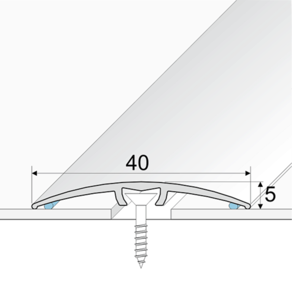 40mm Wide Aluminium Door Threshold for connecting wooden, laminate, carpet, vinyl or tiled floors