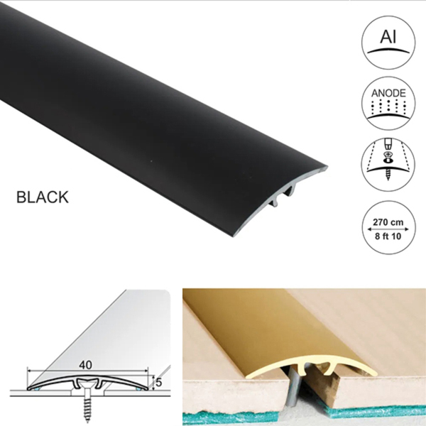 40mm Wide Aluminium Door Threshold for connecting wooden, laminate, carpet, vinyl or tiled floors