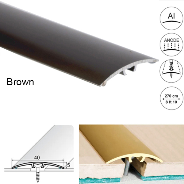 40mm Wide Aluminium Door Threshold for connecting wooden, laminate, carpet, vinyl or tiled floors