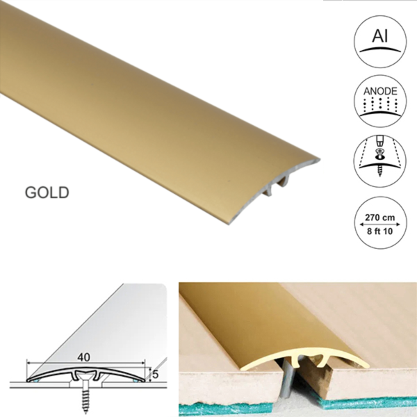 40mm Wide Aluminium Door Threshold for connecting wooden, laminate, carpet, vinyl or tiled floors