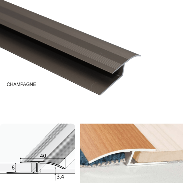 40mm wide Aluminium Door Thresholds To Join Floor At Different Levels