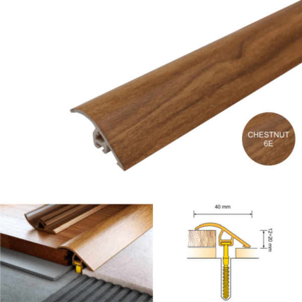 40mm Wide UPVC Wood Effect Door Threshold Ramp