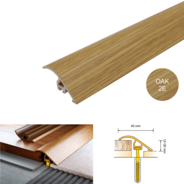 40mm Wide UPVC Wood Effect Door Threshold Ramp