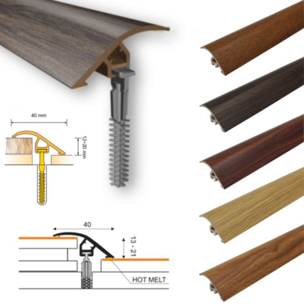 40mm Wide UPVC Wood Effect Door Threshold Ramp